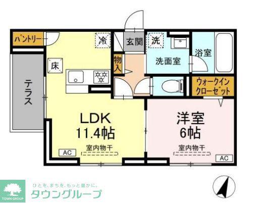 D PAINA ODORIBA(1LDK/1階)の間取り写真