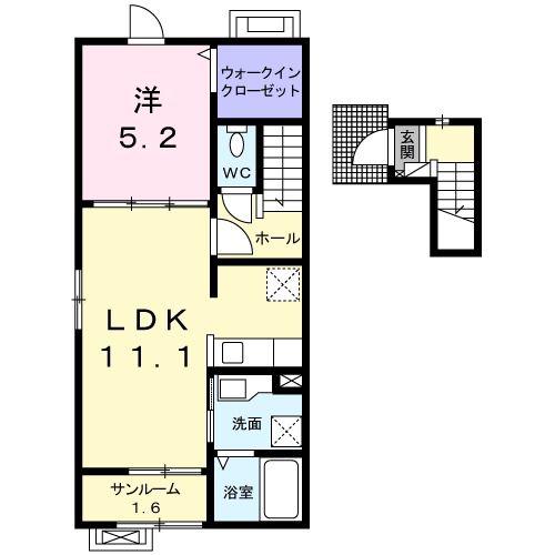 ベルク マーリア(1LDK/2階)の間取り写真