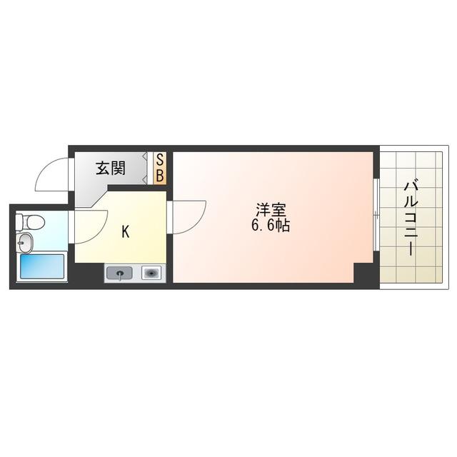 エクステンド福島(1K/6階)の間取り写真
