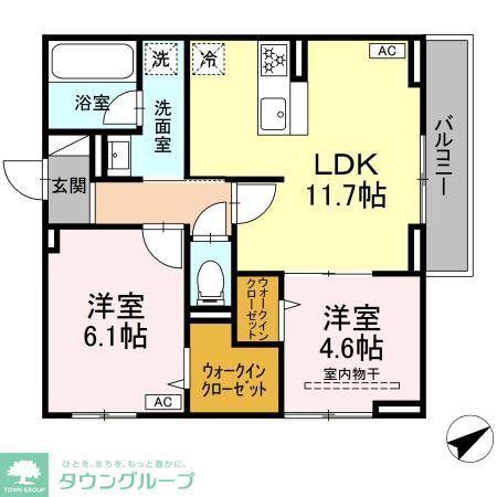 D PAINA 生田(2LDK/3階)の間取り写真