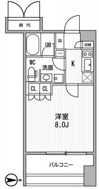 サンフル押上I(1K/7階)の間取り写真