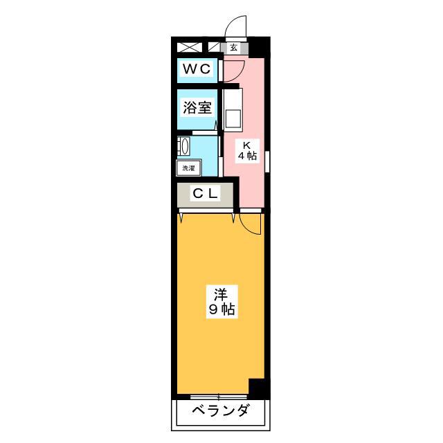 ラフィーネシャラ(1K/4階)の間取り写真