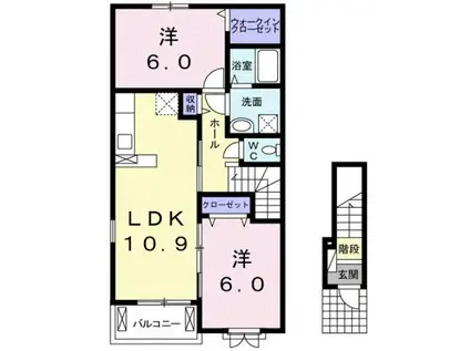 マーベラスたぶのき(2LDK/2階)の間取り写真