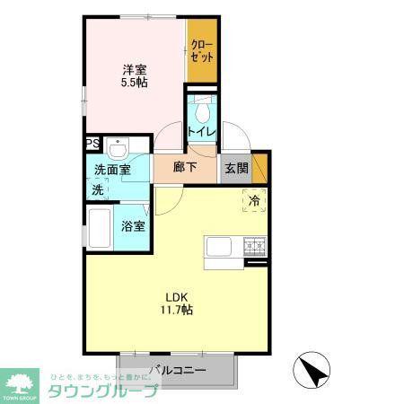 アン・プレール(1LDK/2階)の間取り写真