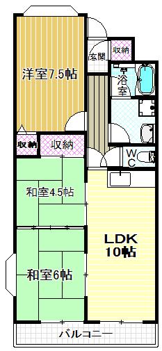 メゾンアルカディア(3LDK/4階)の間取り写真