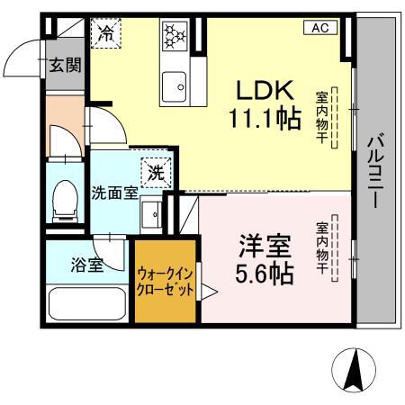 D CREST 若松町(1LDK/2階)の間取り写真