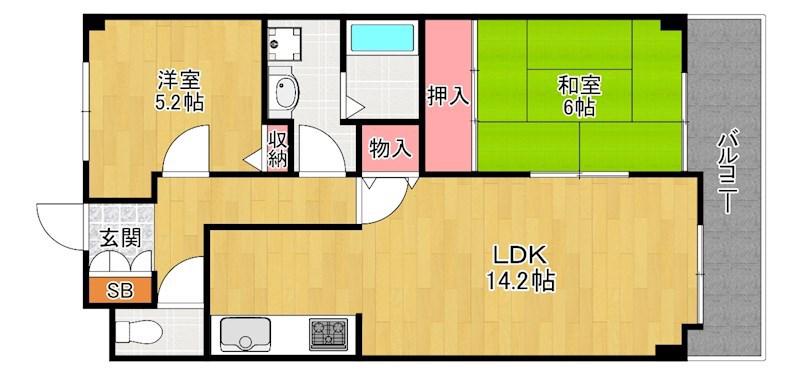 アズステーション星田(2LDK/5階)の間取り写真