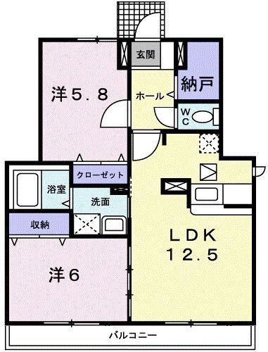 エトワール・F(2LDK/1階)の間取り写真