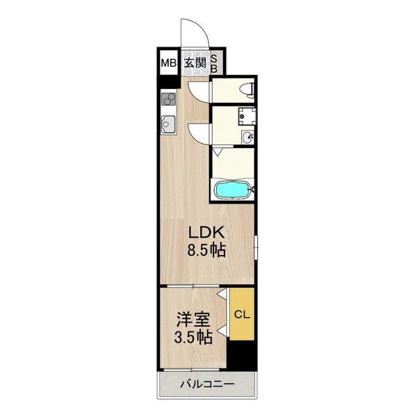 コートエスト都島(1LDK/3階)の間取り写真