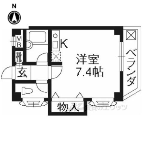 グリーンヴィレッジ烏丸(ワンルーム/2階)の間取り写真