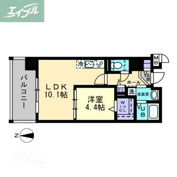 ハアラン国体町(1LDK/8階)の間取り写真
