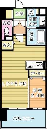 アピアランス歯大前(1LDK/7階)の間取り写真