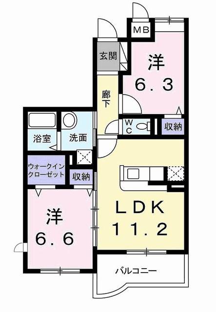 サンライズ宮前(2LDK/2階)の間取り写真
