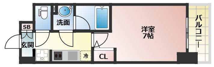 ソフィア阿倍野(1K/3階)の間取り写真