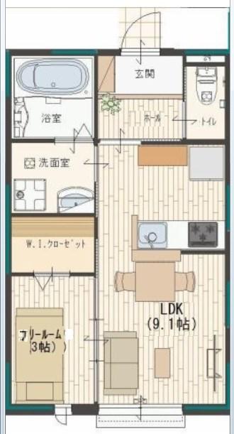 アスリス(1LDK/1階)の間取り写真