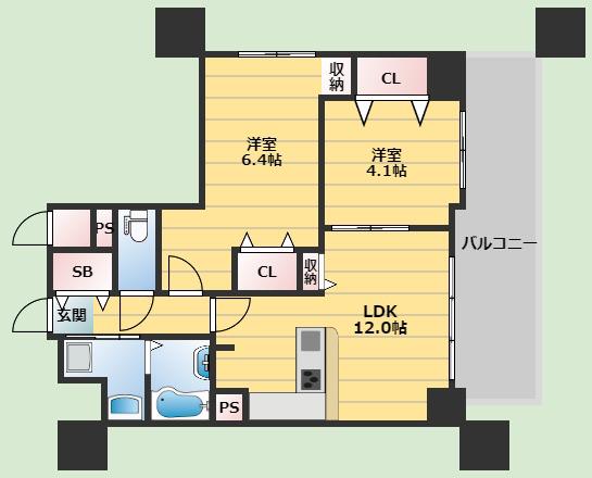 ラヴィベール江坂(2LDK/3階)の間取り写真