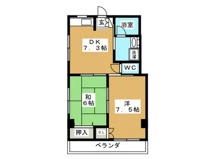 ブルーウッド保塚(2DK/3階)の間取り写真