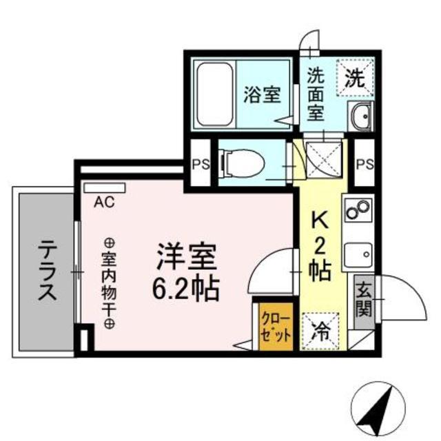 アリビオ南大沢(1K/2階)の間取り写真
