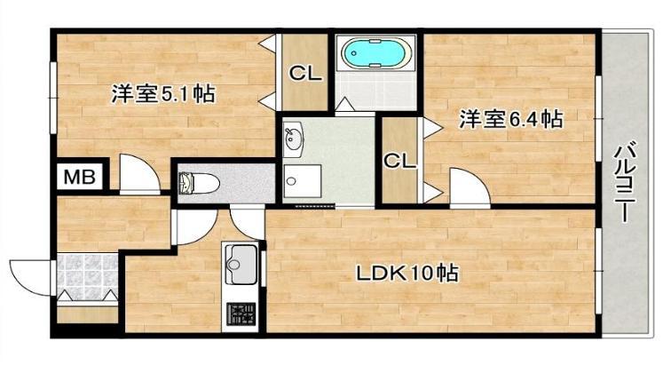 クラシェス北青木(2LDK/7階)の間取り写真