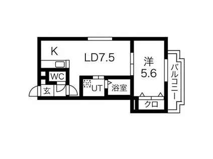 グラスマーレ西町(1LDK/4階)の間取り写真
