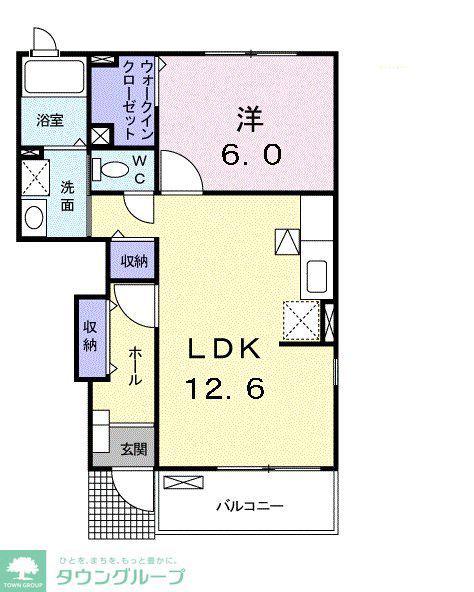 リバーサイド早稲田1番館(1LDK/1階)の間取り写真