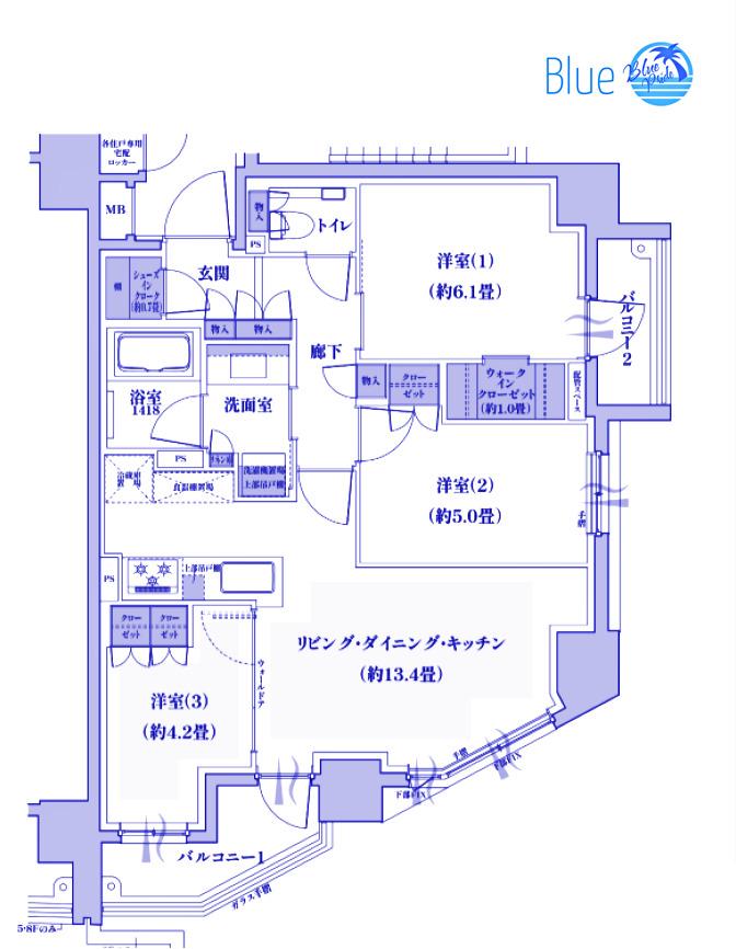 グレーシア横浜(3LDK/8階)の間取り写真