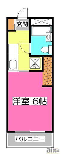 ジュネス狭山台(1K/3階)の間取り写真