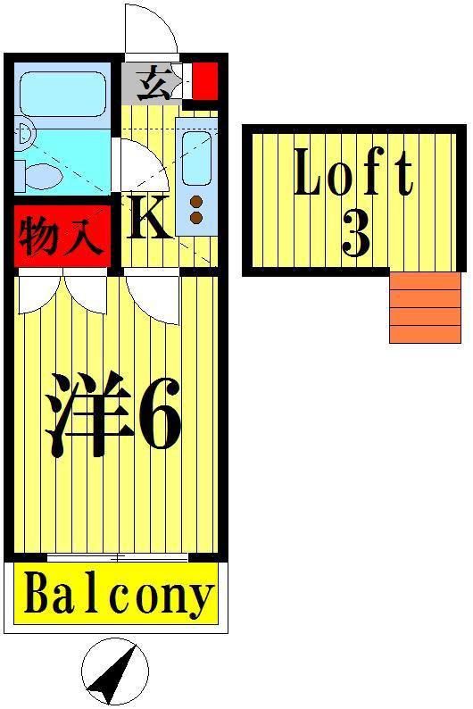コーポ橋本(1K/2階)の間取り写真