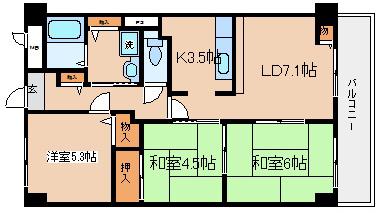 エスパシオ神戸(3LDK/5階)の間取り写真