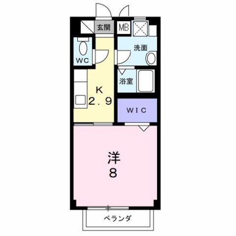 ジュネス(1K/2階)の間取り写真