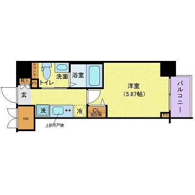 フェルクルールプレスト西横浜(1K/7階)の間取り写真