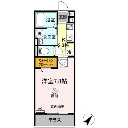 ルミナス大和町(1K/1階)の間取り写真