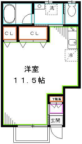 アビテブランシュ関町(ワンルーム/1階)の間取り写真