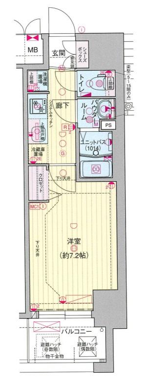 プレサンス大国町ラヴェニール(1K/9階)の間取り写真