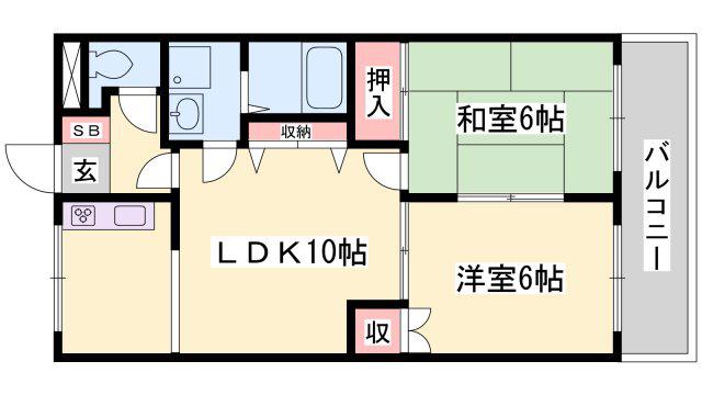 ピア・ルミナス 2番館(2LDK/2階)の間取り写真