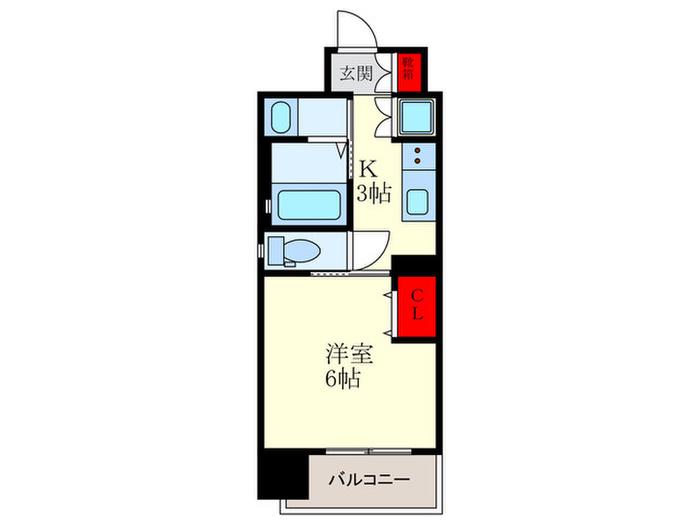 VERDE幸町(1K/9階)の間取り写真