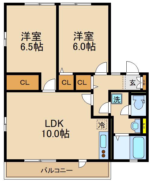 CASA KURA(2LDK/2階)の間取り写真