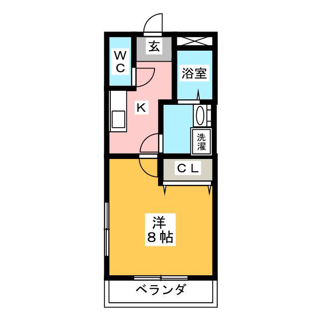 ラプラージュ・ヴェール(1K/1階)の間取り写真