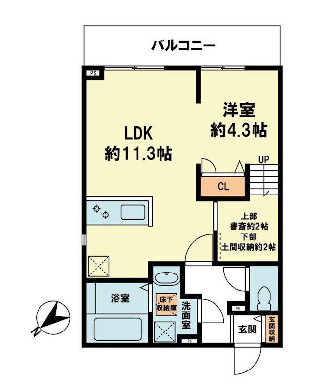 ベルリードヴィータ(1LDK/1階)の間取り写真