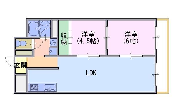 アサワハイツ(2LDK/3階)の間取り写真