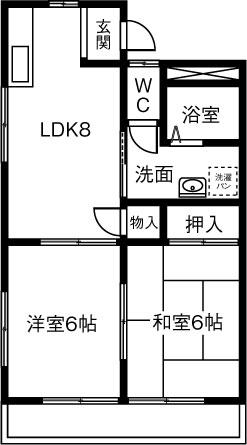 氏永ハイツ(2LDK/1階)の間取り写真