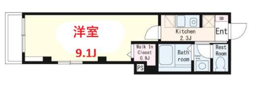 VIEUNO東蒲田(1K/3階)の間取り写真