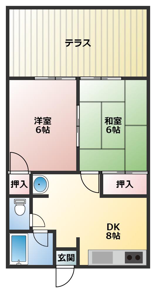 シティハイム松栄(2DK/1階)の間取り写真