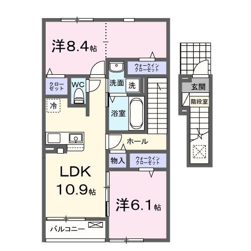 ロータス水巻3(2LDK/2階)の間取り写真