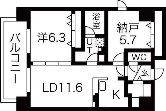 GROOVE堺東レジデンス(2LDK/8階)の間取り写真