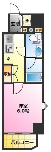 ルーブル新丸子(1K/6階)の間取り写真