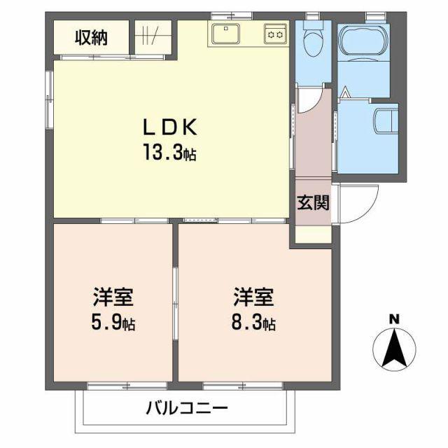 プライム イースト(2LDK/1階)の間取り写真