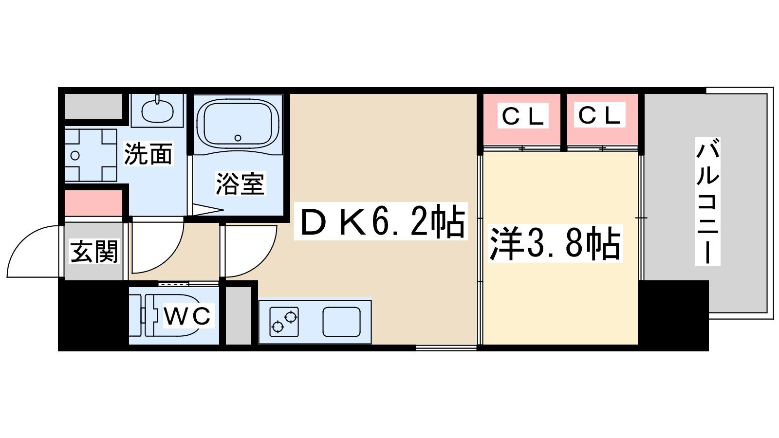 ビガーポリス528滝川公園Ⅲ(1DK/9階)の間取り写真