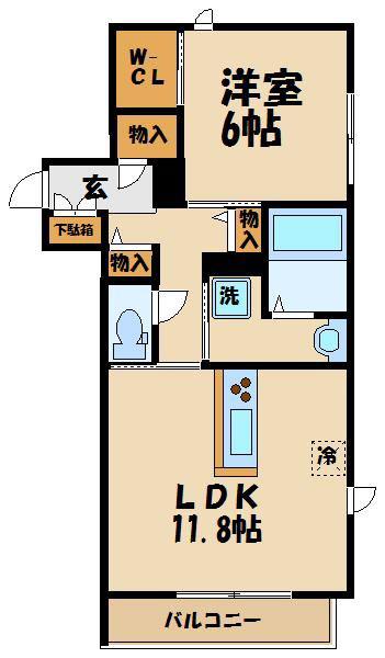 ピエス南烏山(1LDK/2階)の間取り写真