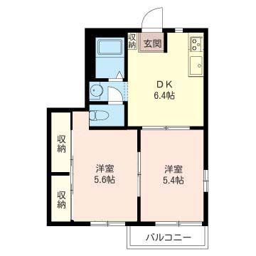 グランコート姉崎II(2DK/1階)の間取り写真